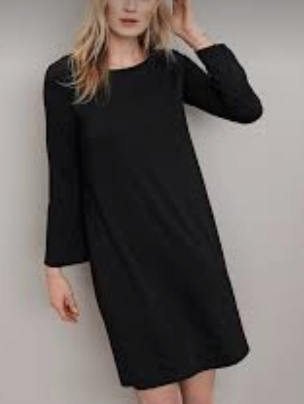 Eileen Fisher Charcoal Long-Sleeve Shift Dress Minimal8st Natural Material S/p